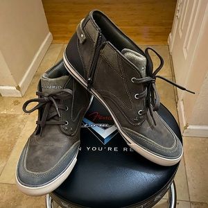 Men Shoes Skechers leather mid top side zipper lace-up casual sneakers NWOT